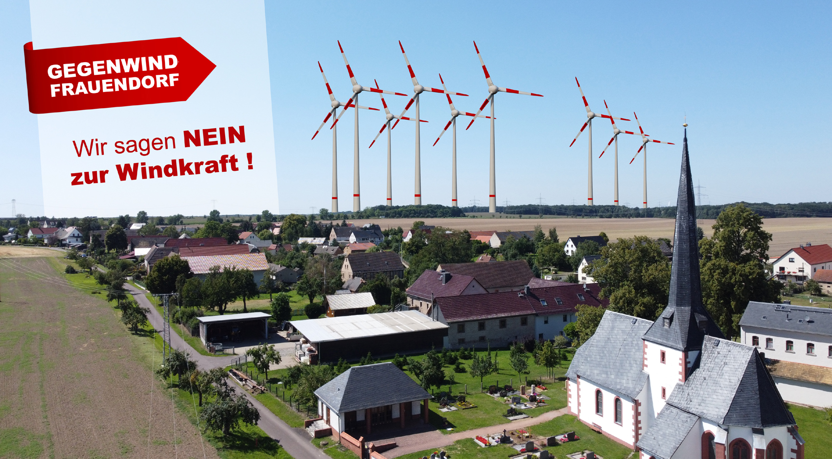 Banner der Bürgerinitiative Gegenwind Frauendorf
