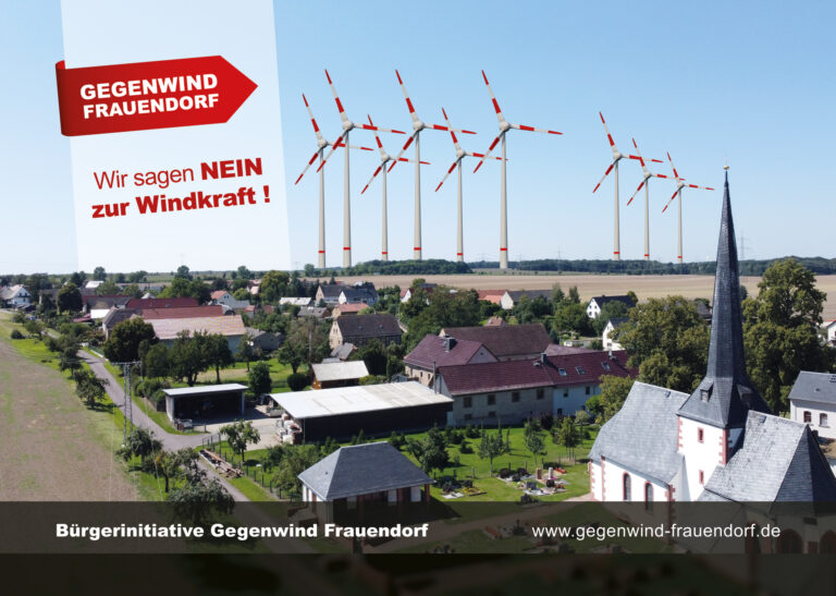 Banner der Bürgerinitiative Gegenwind Frauendordf - Wir sagen NEIN zur Windkraft
